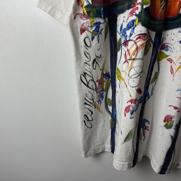 Vintage 90s Bird House Painted T Shirt Adult White XL Extra Large Single Stitch - Picture 5 of 13